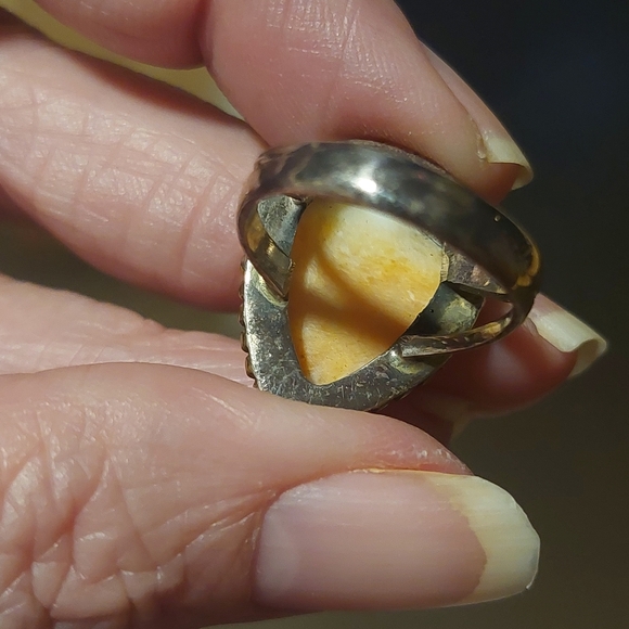 Sterling and septarian stone ring 6/7 jewelry estate statement - Picture 4 of 5